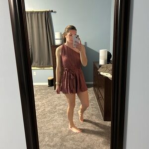 SHEIN One-Shoulder Mauve Romper